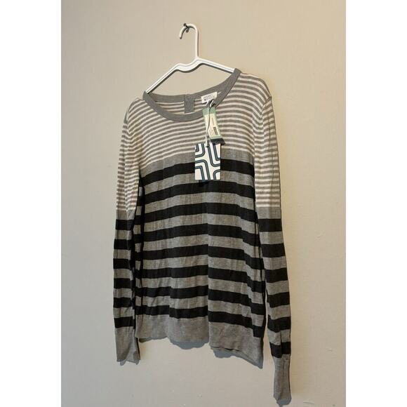 Market & Spruce Striped Sweater Black White Gray Size XXL New - Picture 2 of 6